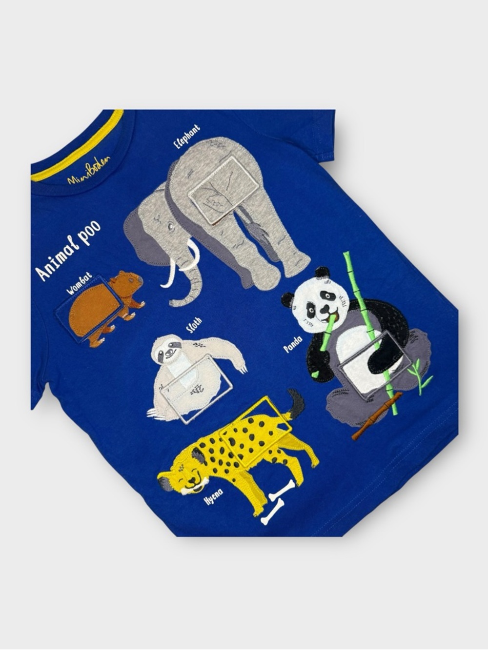 Mini Boden LTF Animal Poo Educational Applique Blue Shirt - Picture 2 of 4